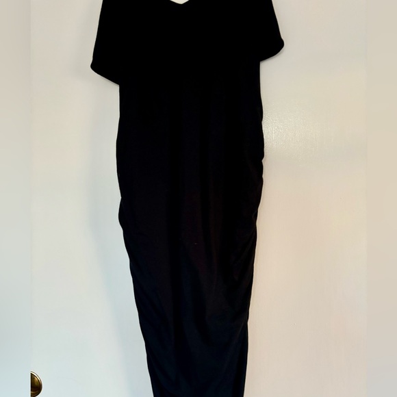 VELVET by Graham&Spencer Lg Black MidiRuche Straps w/cap sleeve- GUC - Picture 3 of 9